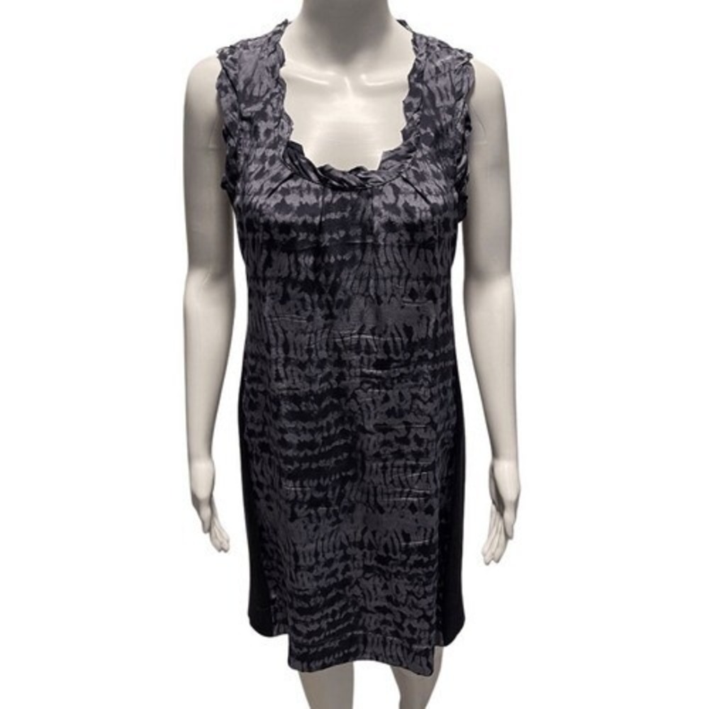 Banana Republic Silk Blend Tie-Dye Sheath Dress Ruffle Trim Blue‎ Size S